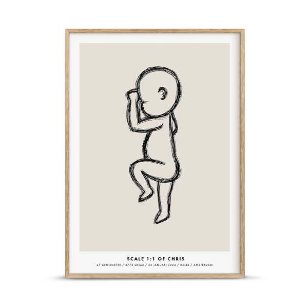 Birth poster beige